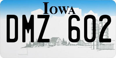 IA license plate DMZ602