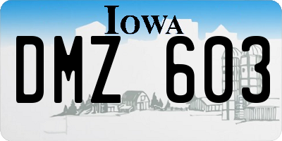IA license plate DMZ603
