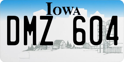 IA license plate DMZ604