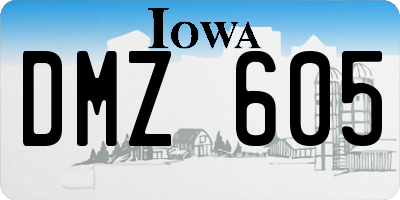 IA license plate DMZ605
