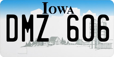 IA license plate DMZ606
