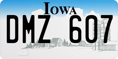 IA license plate DMZ607