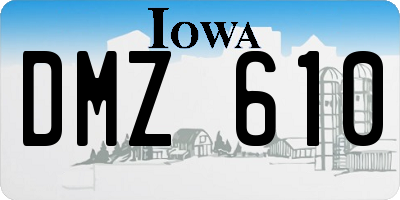 IA license plate DMZ610