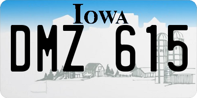 IA license plate DMZ615