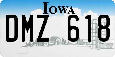 IA license plate DMZ618