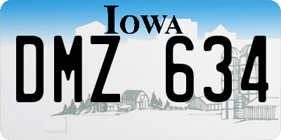 IA license plate DMZ634