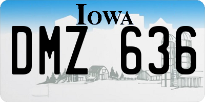 IA license plate DMZ636
