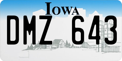 IA license plate DMZ643