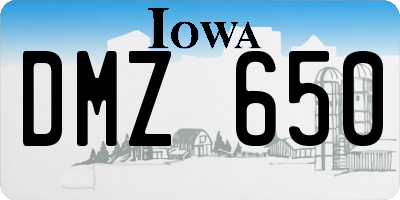 IA license plate DMZ650