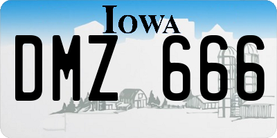 IA license plate DMZ666