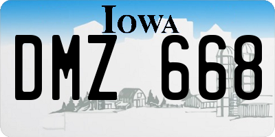 IA license plate DMZ668