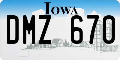 IA license plate DMZ670