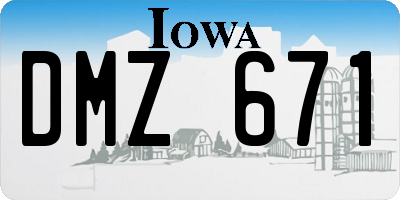 IA license plate DMZ671