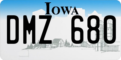 IA license plate DMZ680