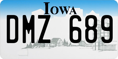 IA license plate DMZ689