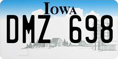 IA license plate DMZ698
