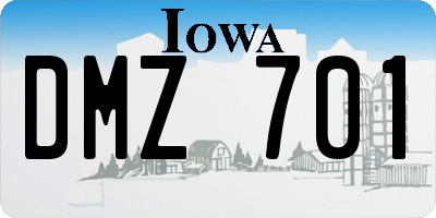IA license plate DMZ701