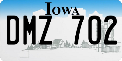 IA license plate DMZ702