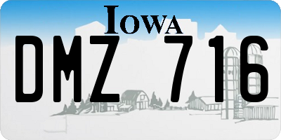 IA license plate DMZ716
