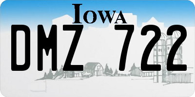 IA license plate DMZ722