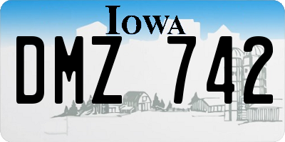 IA license plate DMZ742