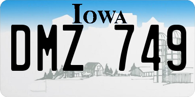 IA license plate DMZ749