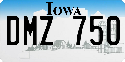 IA license plate DMZ750