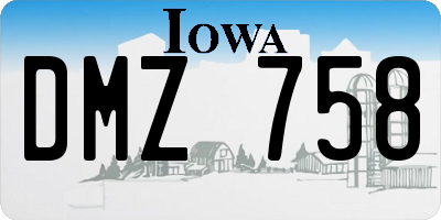 IA license plate DMZ758