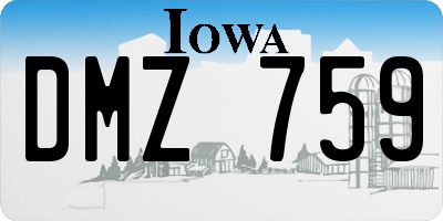 IA license plate DMZ759