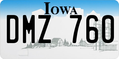IA license plate DMZ760