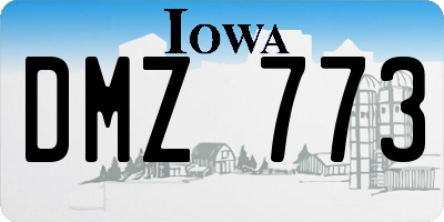 IA license plate DMZ773