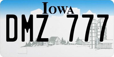 IA license plate DMZ777