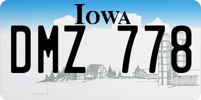 IA license plate DMZ778