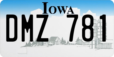 IA license plate DMZ781