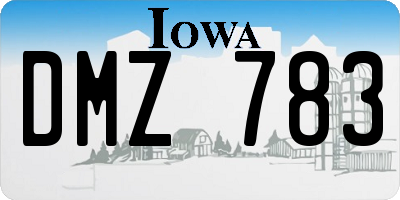 IA license plate DMZ783
