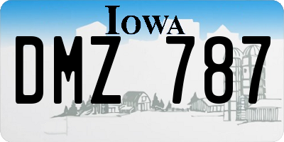 IA license plate DMZ787