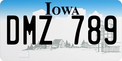 IA license plate DMZ789