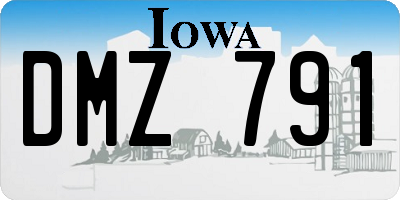 IA license plate DMZ791