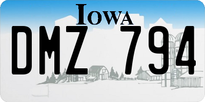 IA license plate DMZ794