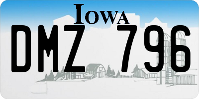 IA license plate DMZ796