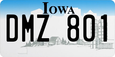 IA license plate DMZ801