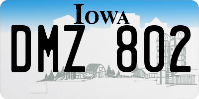 IA license plate DMZ802