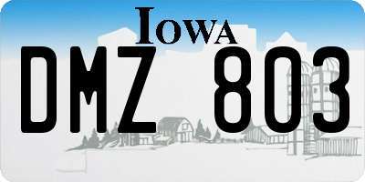 IA license plate DMZ803