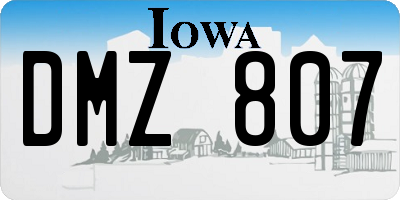 IA license plate DMZ807