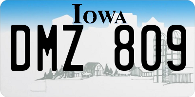 IA license plate DMZ809