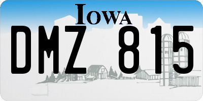 IA license plate DMZ815