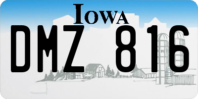 IA license plate DMZ816