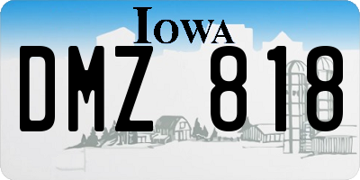 IA license plate DMZ818