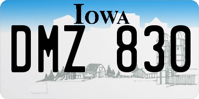 IA license plate DMZ830