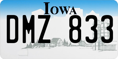 IA license plate DMZ833